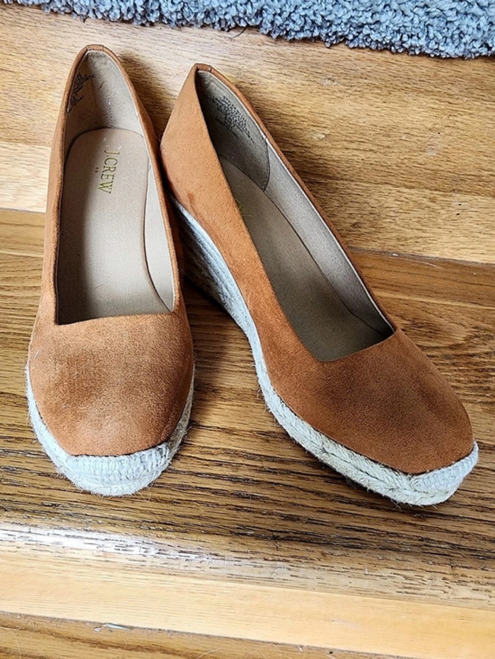 J.CREW Made-in-Spain espadrille wedges in suede Espadrille Wedges Brown